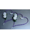 Décoration de voiture de mariage thème violet avec des papillons