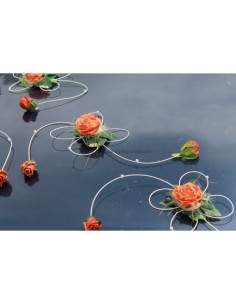 Fleurs voiture mariage couleur orange perlé 2