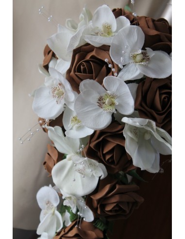 Bouquet de Mariée Tombant thème Orchidée chocolat ou bordeaux