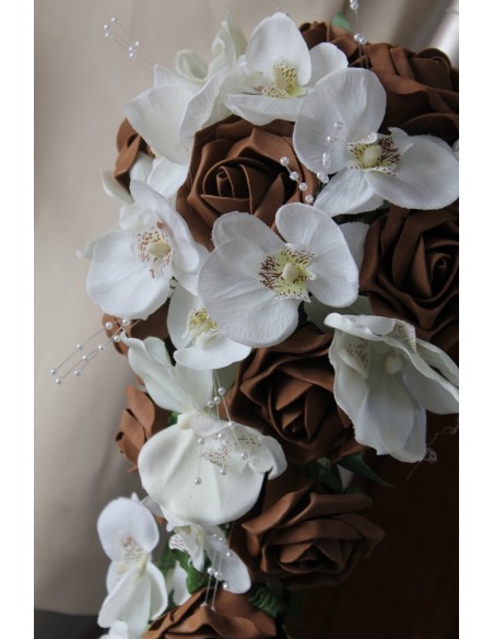 Bouquet de Mariée Tombant thème Orchidée chocolat ou bordeaux Bouquet de Mariée Tombant thème Orchidée chocolat ou bordeaux