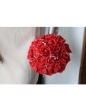Bouquet de la mariée Rond avec des roses rouges et du strass