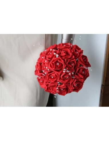 bouquet de mariée roses rouge et strass