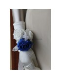 Bracelet de roses pour mariage, couleur bleu et blanc perlé