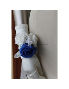 Bracelet de roses pour mariage, couleur bleu et blanc perlé