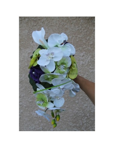 Bouquet fleurs mariage orchidée violet anis et blanc