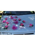 Composition voiture mariage fuchsia orchidée argent avec papillons