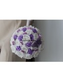 Bouquet mariée blanc et parme avec cœurs, papillons et diamants