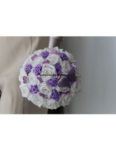 Bouquet mariée blanc et parme avec cœurs, papillons et diamants