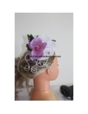 Peigne de cheveux pour mariage avec orchidées blanches et parmes