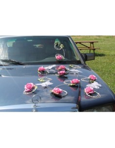Décoration de voiture pour mariage thème papillon rose tendre