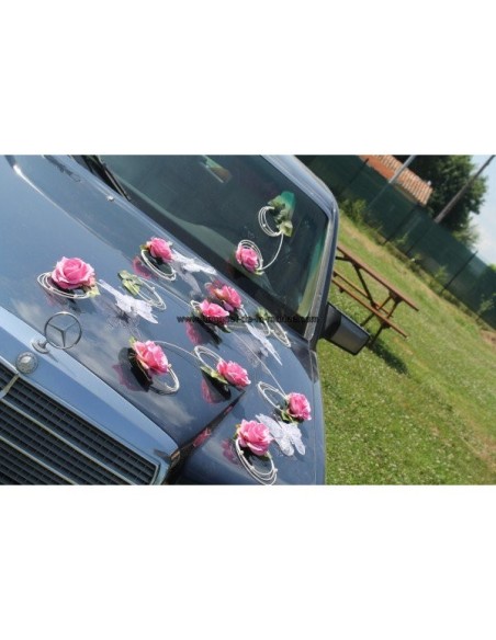 Décoration de voiture pour mariage thème papillon rose tendre Décoration de voiture pour mariage thème papillon rose tendre