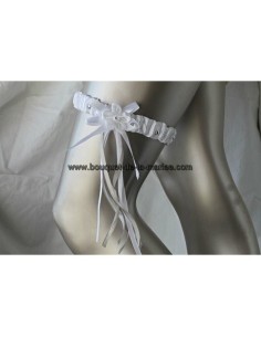 Jarretière de mariée couleur blanc et gris argenté avec strass, perles
