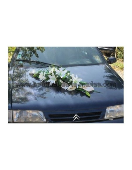 PROMO DU JOUR: Gerbe de voiture de mariage couleur blanc et vert