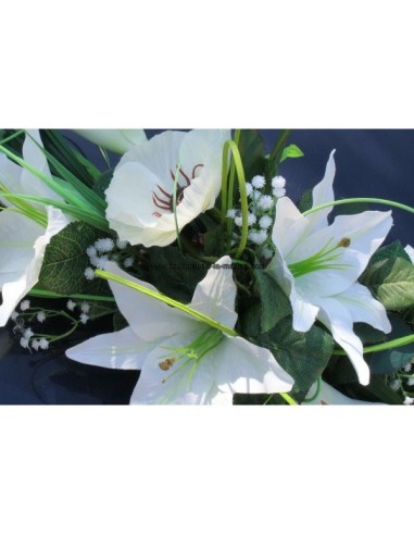 PROMO DU JOUR: Gerbe de voiture de mariage couleur blanc et vert