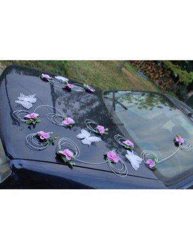 Décoration pour voiture mariage parme avec orchidée et papillons