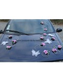 Décoration pour voiture mariage parme avec orchidée et papillons