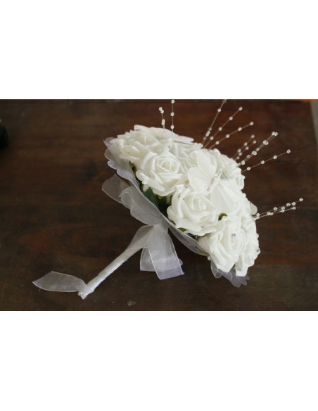 Bouquet mariage blanc ou ivoire diamants et papillons