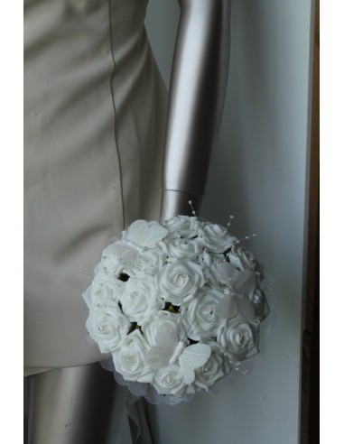 Bouquet mariage blanc ou ivoire diamants et papillons