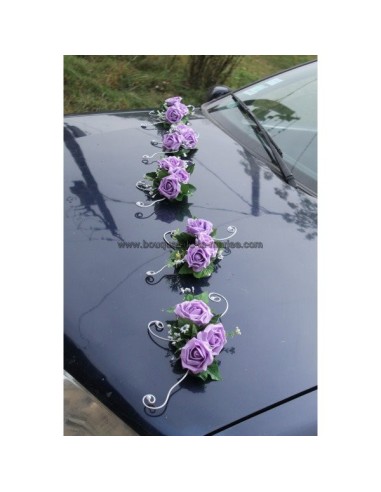 5 x Compositions voiture mariage parme / argent