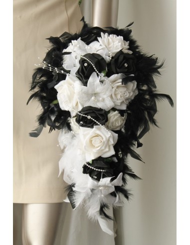 bouquet retombant mariée plumes