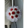 Bouquet mariée rond rouge perles plumes