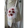 Bouquet mariée rond rouge perles plumes