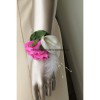 Bracelet des fleurs mariage blanc, fuchsia, argent