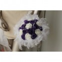 Bouquet de mariée Rond thème violet et blanc avec plumes et perles