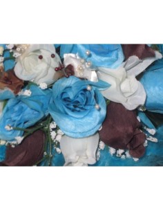 Bouquet de Mariée Cascade thème turquoise, chocolat avec plume 2