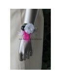 Bracelet pour mariage fuchsia et noir plumes et perles