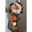 Bouquet Mariage Cascade thème Chocolat Orange avec roses et lys