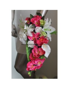 Bouquet mariage Tombant SPLENDIDE thème Orchidée Fuchsia Vert