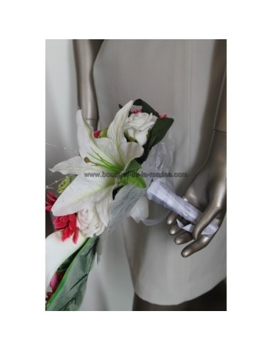 Bouquet mariage Tombant SPLENDIDE thème Orchidée Fuchsia Vert