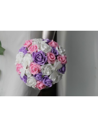 Bouquet de mariée thème parme et rose avec des perles et papillons