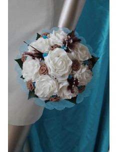 Magnifiques Bouquets de Fleurs: BOUQUET MARIÉE ROND fait avec des roses