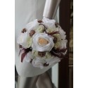 Bouquet de Mariée "Champêtre" avec belles roses, plumes et perles