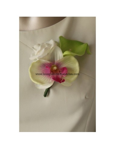 Bouquet de mariée + 1 boutonnière pour mariage rose et anis 