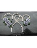 Cœurs pour mariage thème blanc et gris argent avec des roses et perles