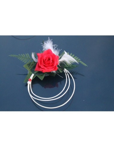 Décoration de voiture de mariage thème rouge, blanc et argent