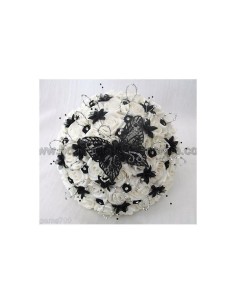 LOT du bouquet de mariée noir papillon diamants et 3 boutonnières 2