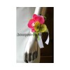 Pour mariage: Bracelet d'orchidée fuchsia et vert anis