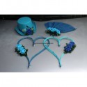 Décoration voiture mariage Chapeau voile et cœurs turquoise et bleu roi