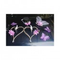Décoration de voiture pour mariage avec orchidées et coeurs parme