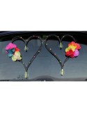 Décoration de voiture pour mariage type Cœurs noir orchidée thème fluo