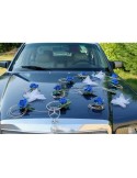 Décoration de voiture de mariage bleu royal thème papillon 