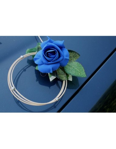 Décoration de voiture de mariage bleu royal thème papillon 