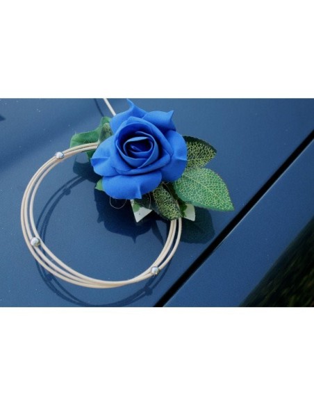 Décoration de voiture de mariage bleu royal thème papillon 