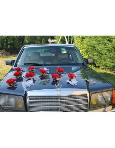 Belle decoration de voiture pour mariage avec des papillons et roses