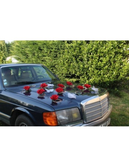 Belle decoration de voiture pour mariage avec des papillons et roses Belle decoration de voiture pour mariage avec des papillons et roses