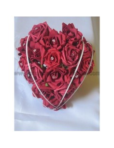 Bouquet de Mariée "Cœur Bordeaux avec Diamants" et 5 boutonnières
